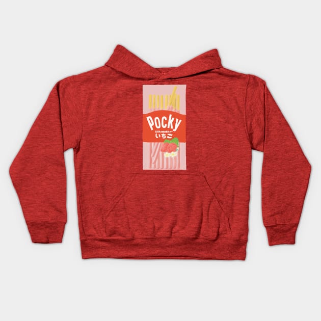 Strawberry flavor pocky Kids Hoodie by isarol